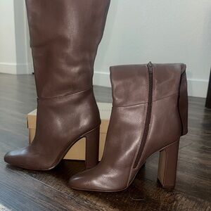 Brown Leather Knee-High Boots